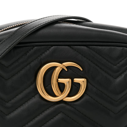 Gucci Calfskin Matelasse Small GG Marmont Chain Shoulder Bag Black 8 of 12