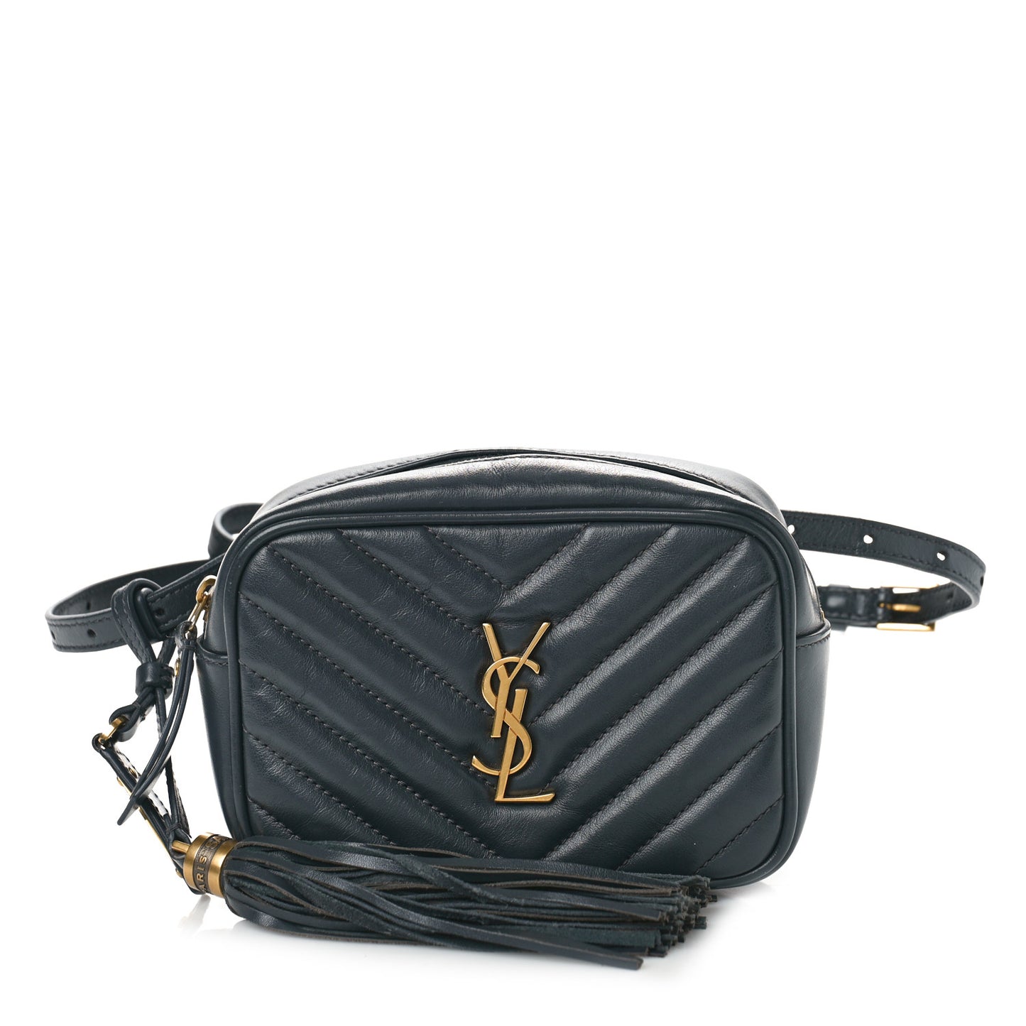 SAINT LAURENT Calfskin Matelasse Monogram Lou Belt Bag Dark Smog