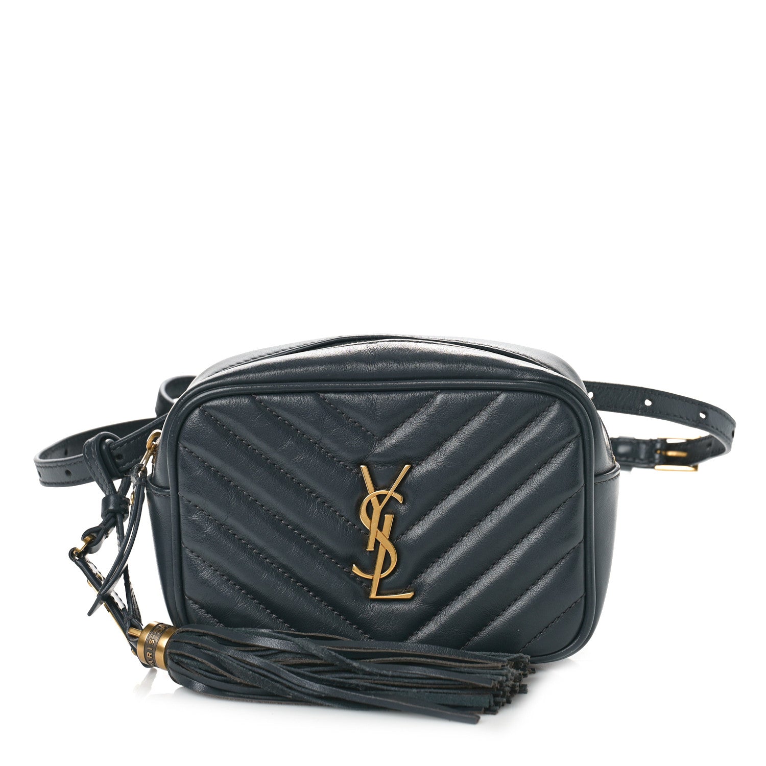 Saint Laurent SAINT LAURENT Calfskin Matelasse Monogram Lou Belt Bag Dark Smog 1 of 10