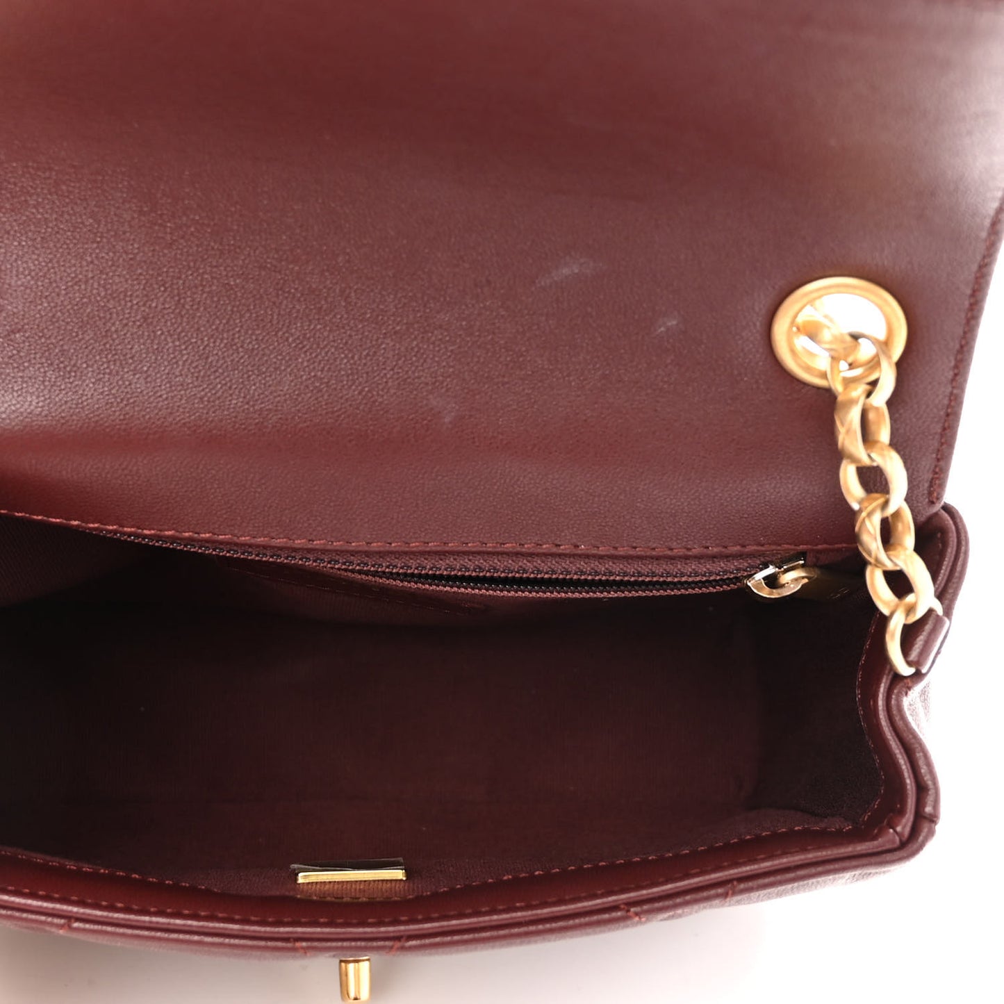 Lambskin Quilted Mini Logo Square Flap Burgundy