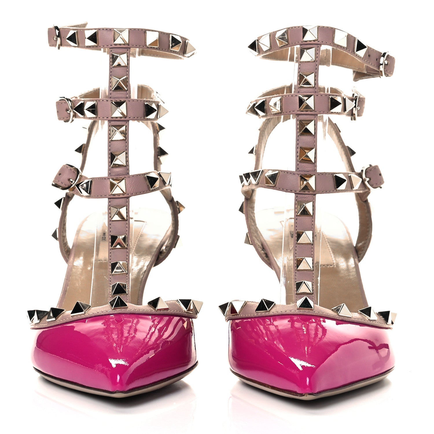 Valentino Garavani Patent Nappa Rockstud Ankle Strap 65mm Pumps 37.5 Fuxia Poudre 2 of 7