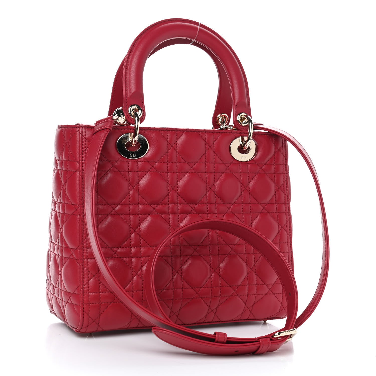 Christian Dior Lambskin Cannage Medium Lady Dior Red 2 of 4