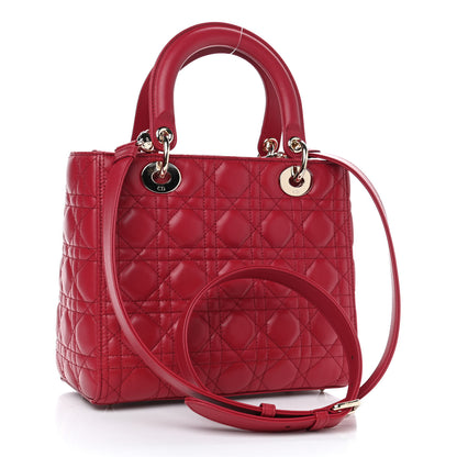 Christian Dior Lambskin Cannage Medium Lady Dior Red 2 of 4