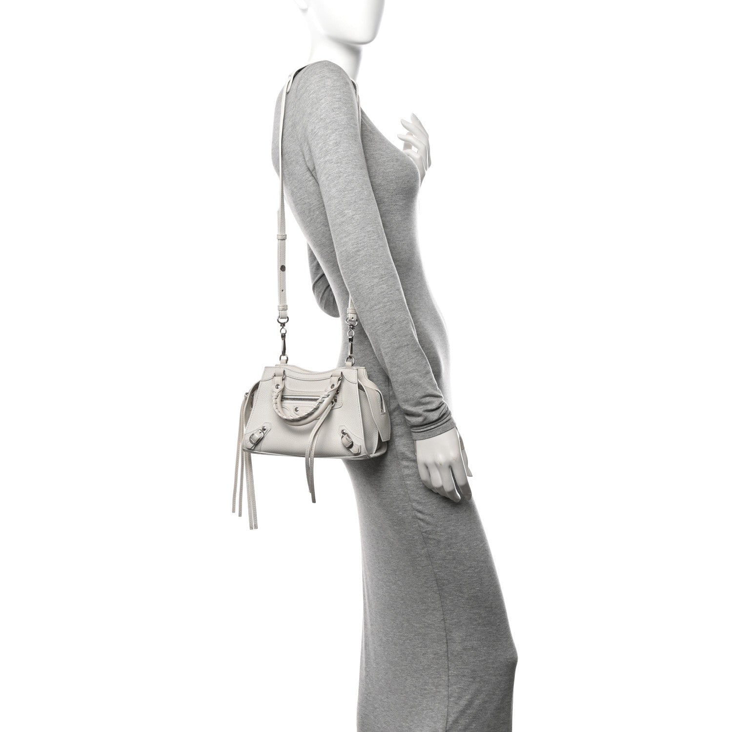 Balenciaga Grained Calfskin Neo Classic Silver Hardware Mini City White 2 of 13