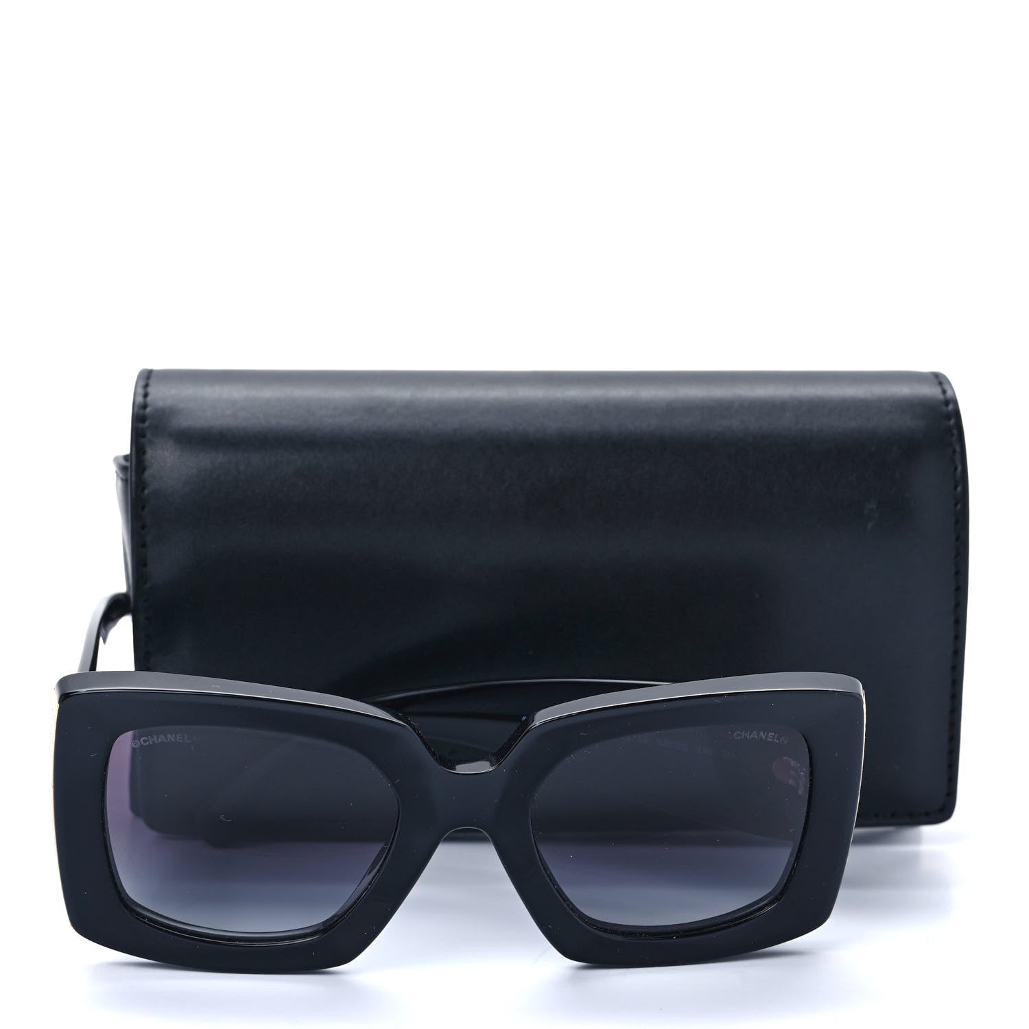 Chanel Acetate Rectangle Sunglasses 5435 Black 8 of 8
