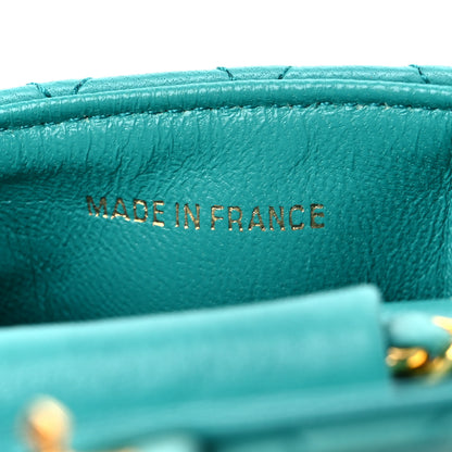 Chanel Lambskin Quilted Mini Pouch Bag Charm Keychain Turquoise 7 of 16