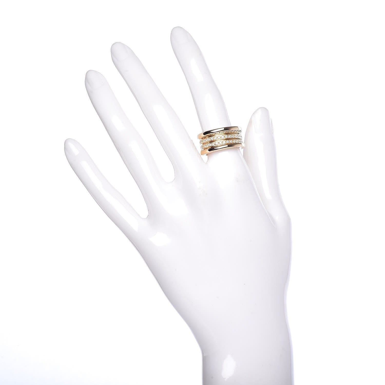 Bulgari 18K Yellow Gold Diamond B.Zero1 Four-Band Pave Ring 52 6 2 of 5