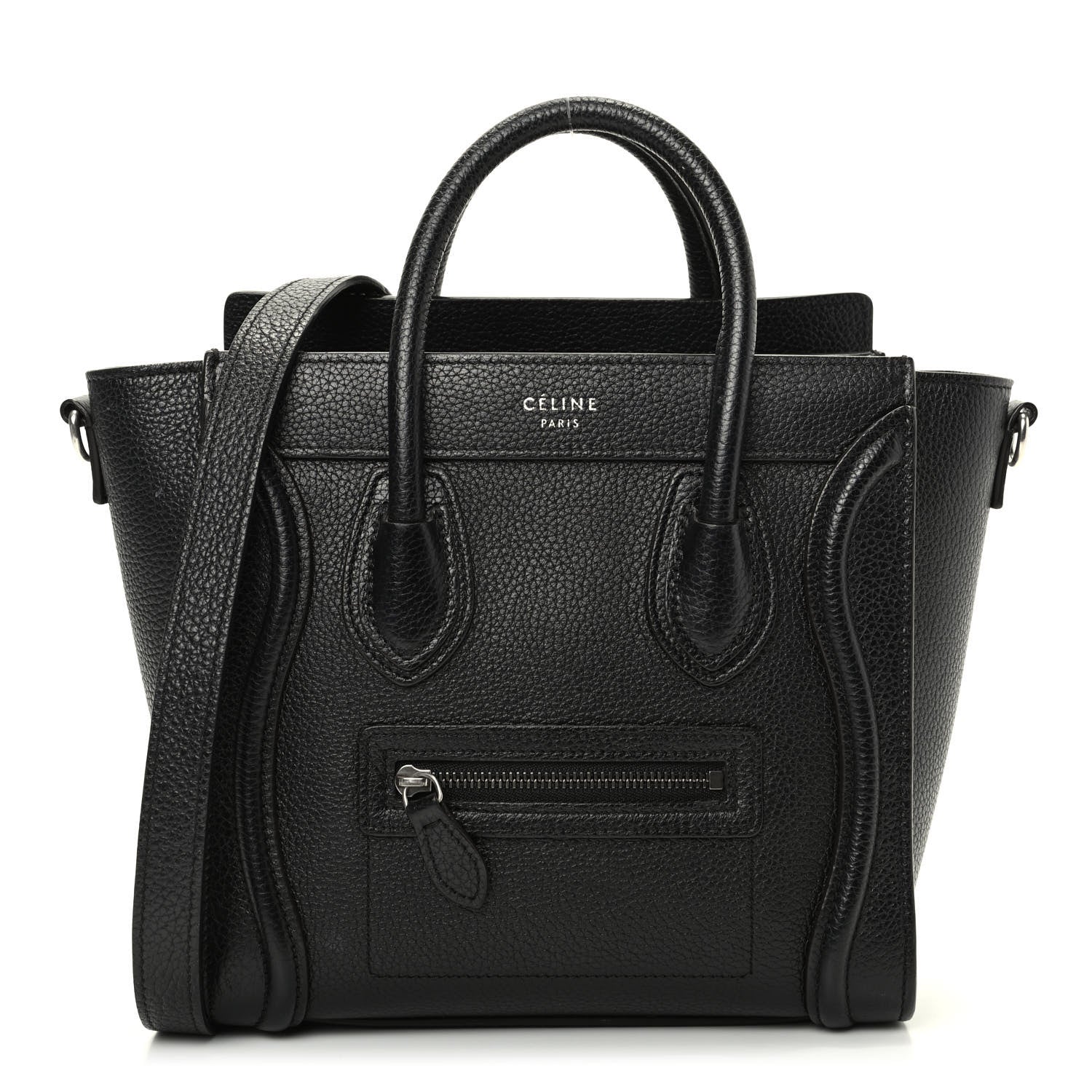 Celine Drummed Calfskin Nano Luggage Black 1 of 9