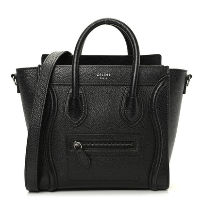 Celine Drummed Calfskin Nano Luggage Black 1 of 9