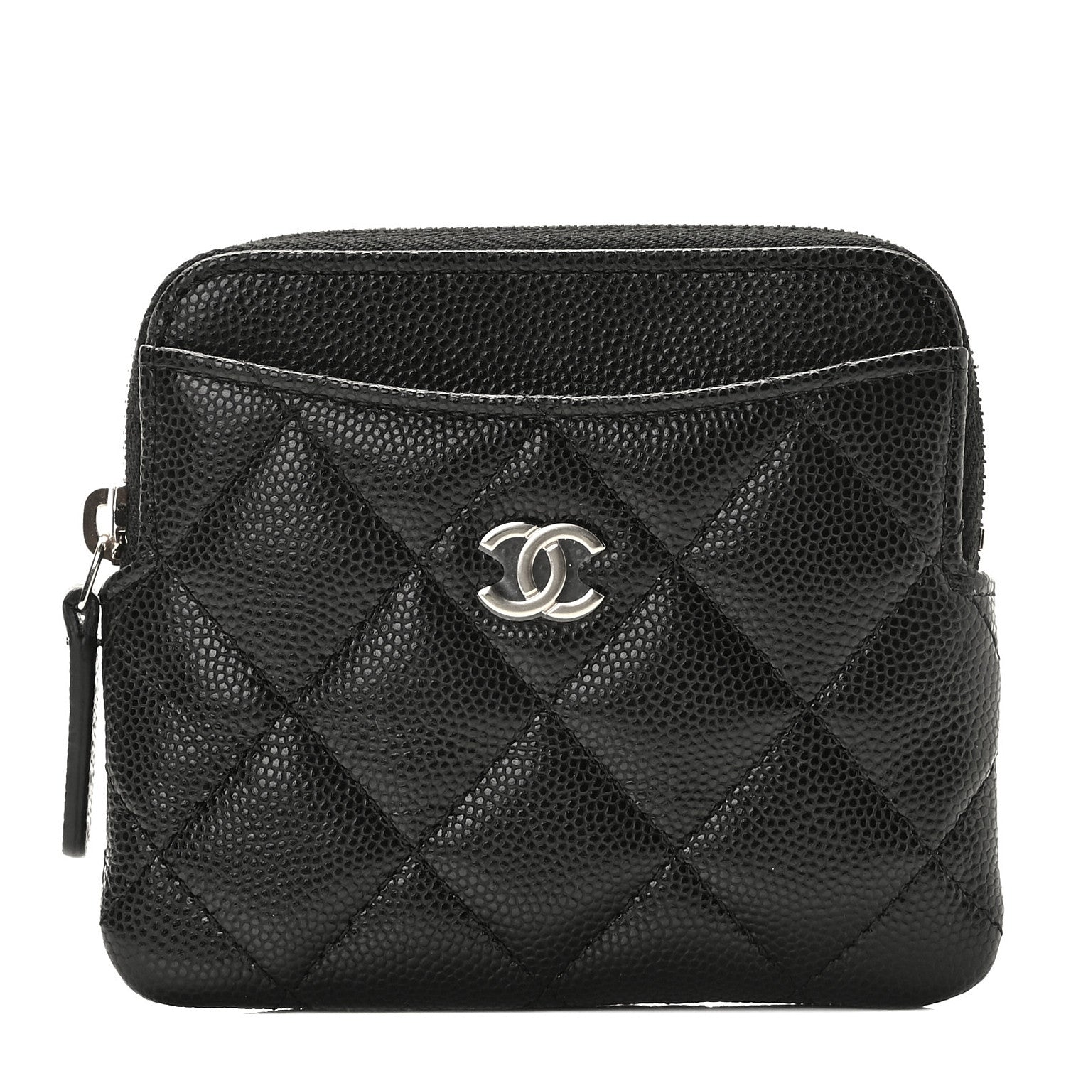 Chanel Caviar Quilted Zip Card Holder Wallet Black 1 of 9
