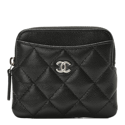 Chanel Caviar Quilted Zip Card Holder Wallet Black 1 of 9