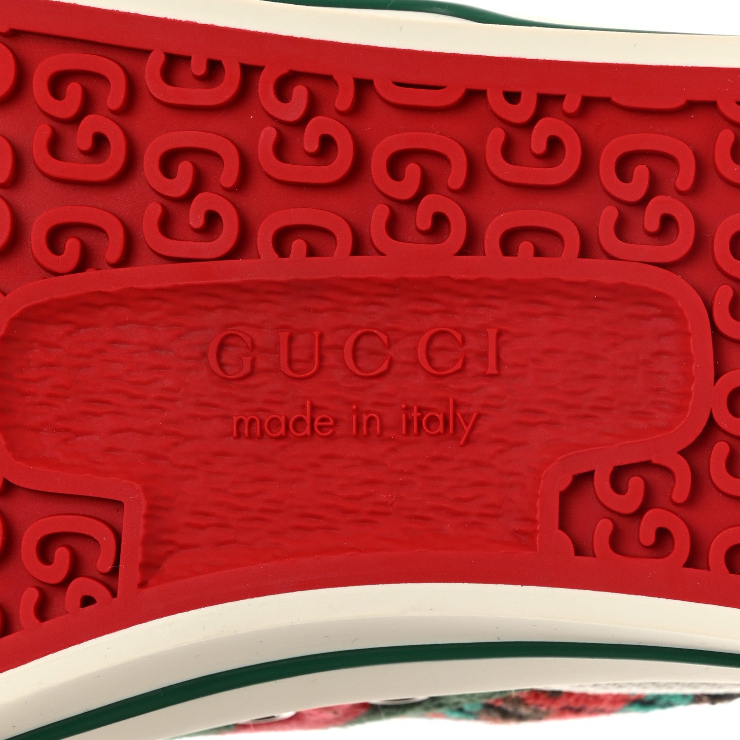 Gucci Cotton Wool Web Houndstooth Interlocking G Womens 1977 Tennis Sneakers 37 Red Green 7 of 7