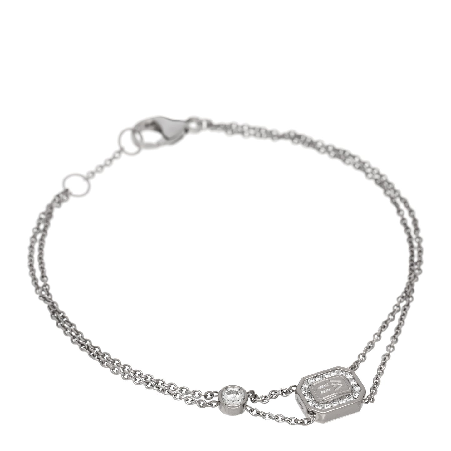 18K White Gold Diamond HW Logo Bracelet