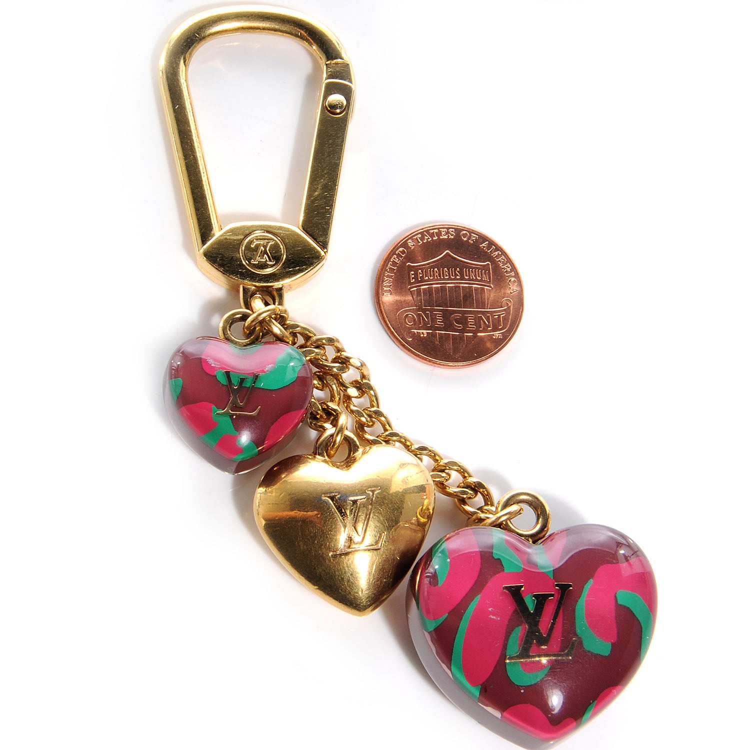 Louis Vuitton Leopard Heart Bag Charm Key Holder Rouge Fauviste 2 of 3