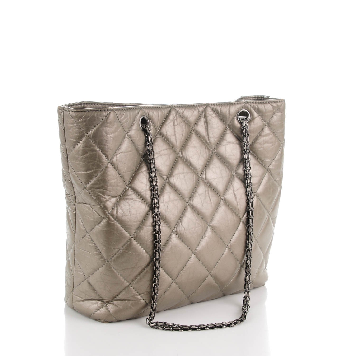 Chanel Aged Calfskin Quilted Reissue 2.55 Tote Dark Silver 3 of 7
