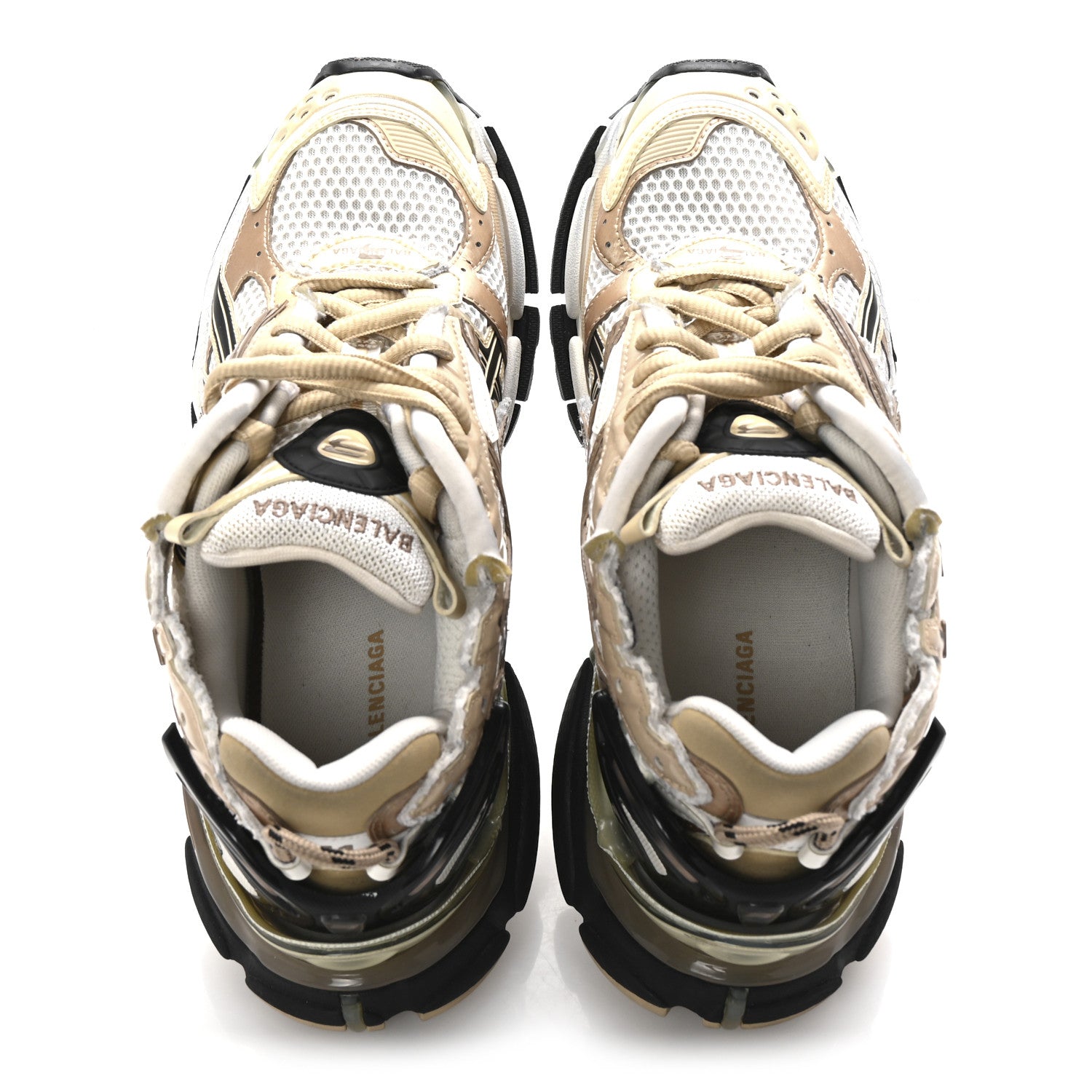 Balenciaga Mesh Rubber Monocolor Womens Runner Sneakers 41 Beige Black 2 of 10
