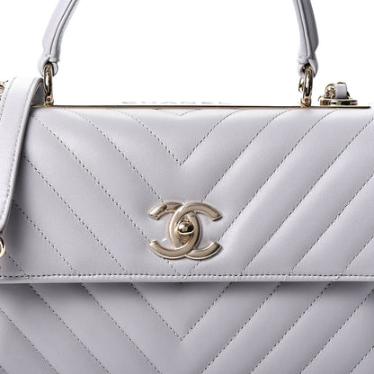 Chanel Lambskin Chevron Quilted Small Trendy CC Flap Dual Handle Bag Grey 7 of 10