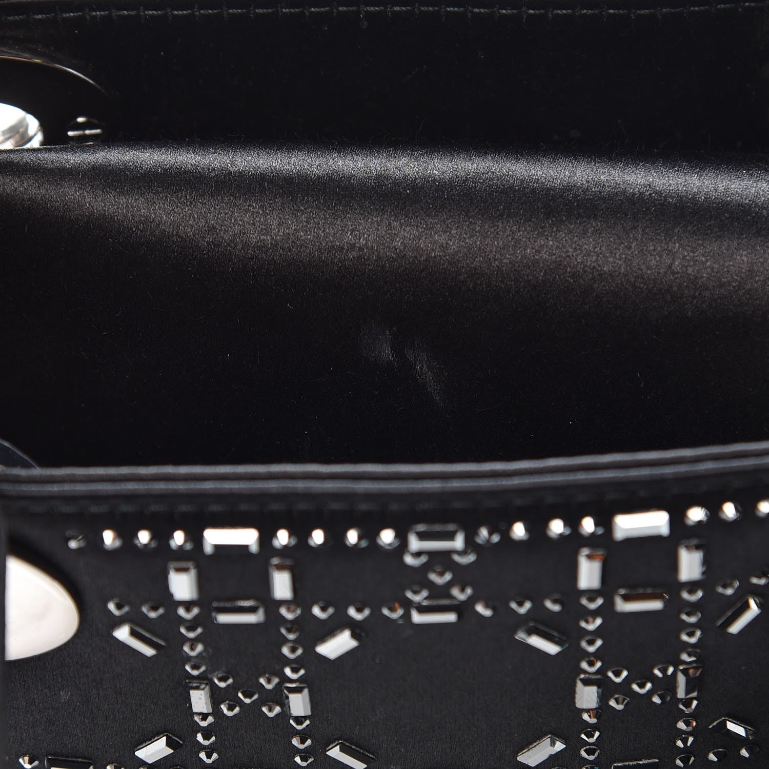 Christian Dior Satin Crystal Cannage Mini Lady Dior Black 9 of 10
