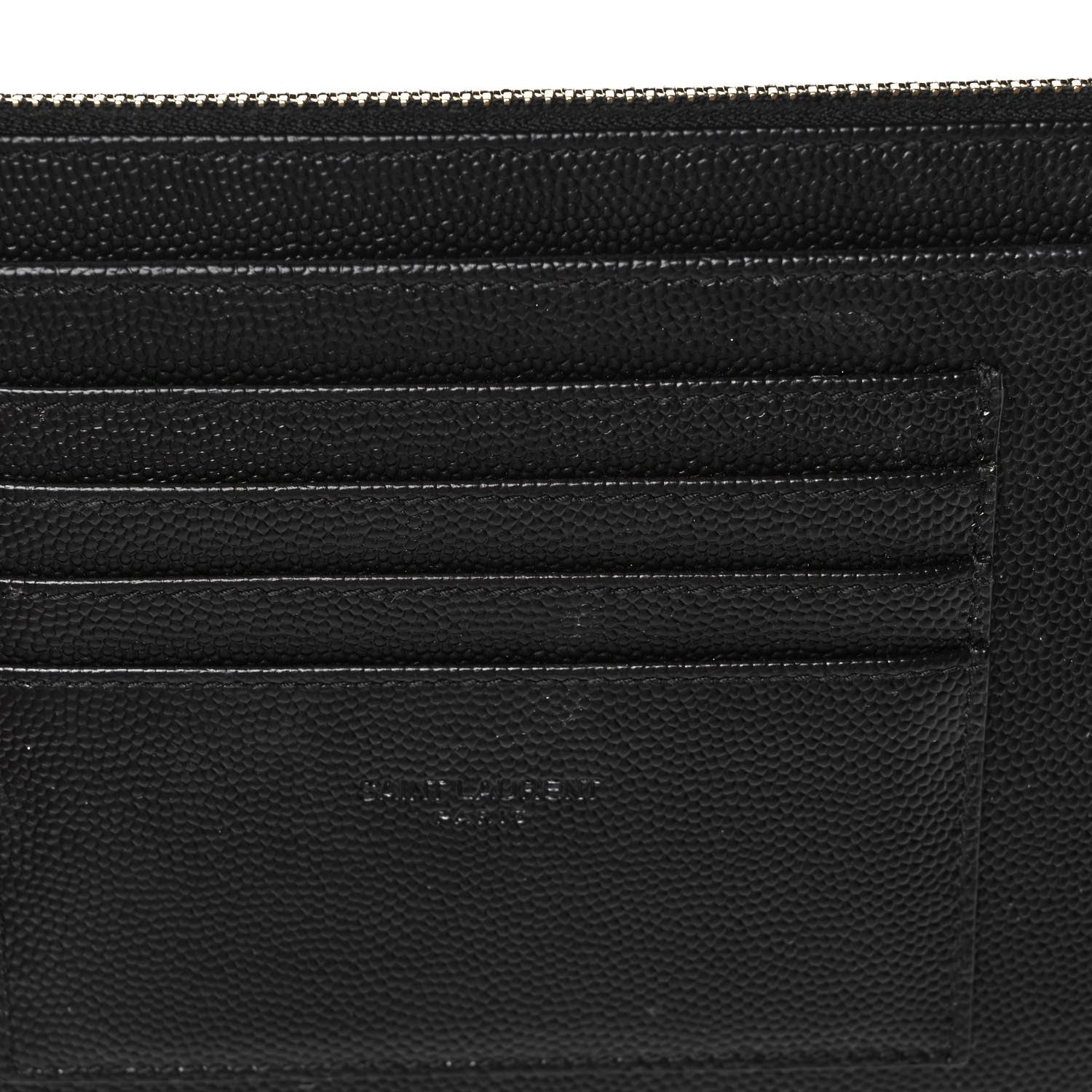 Saint Laurent Grain De Poudre Chevron Monogram Large Bill Pouch Black 10 of 11
