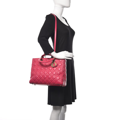 Christian Dior Lambskin Cannage Large Lady Dior Fuchsia 3 of 17