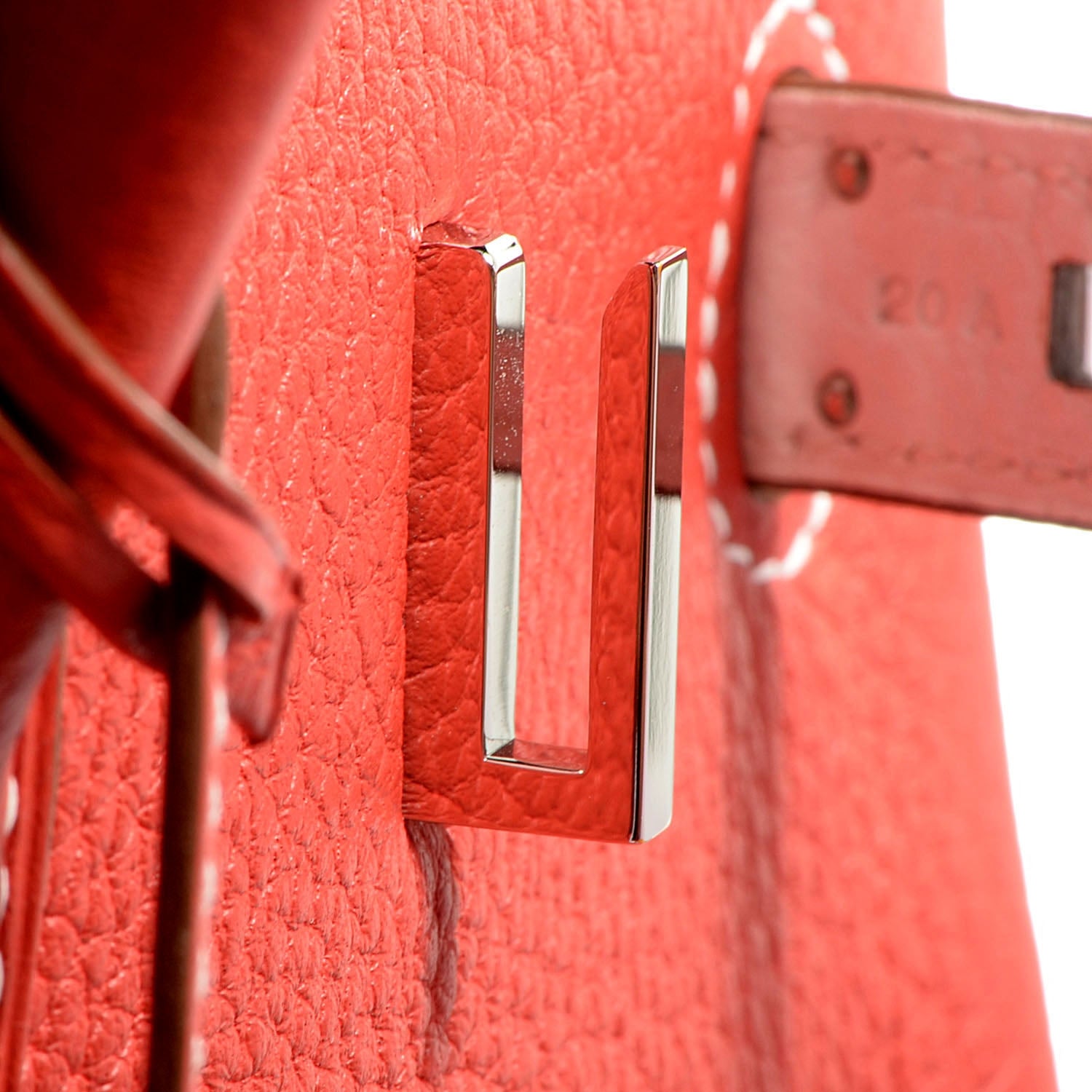 Hermes Taurillon Clemence Eclat Birkin 40 Sanguine White 12 of 20