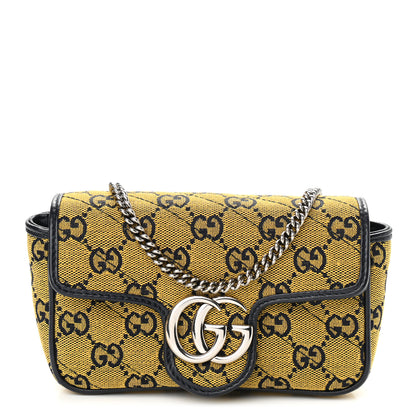 Gucci Monogram Multicolor Matelasse Diagonal Super Mini GG Marmont Shoulder Bag Yellow Blue 1 of 11
