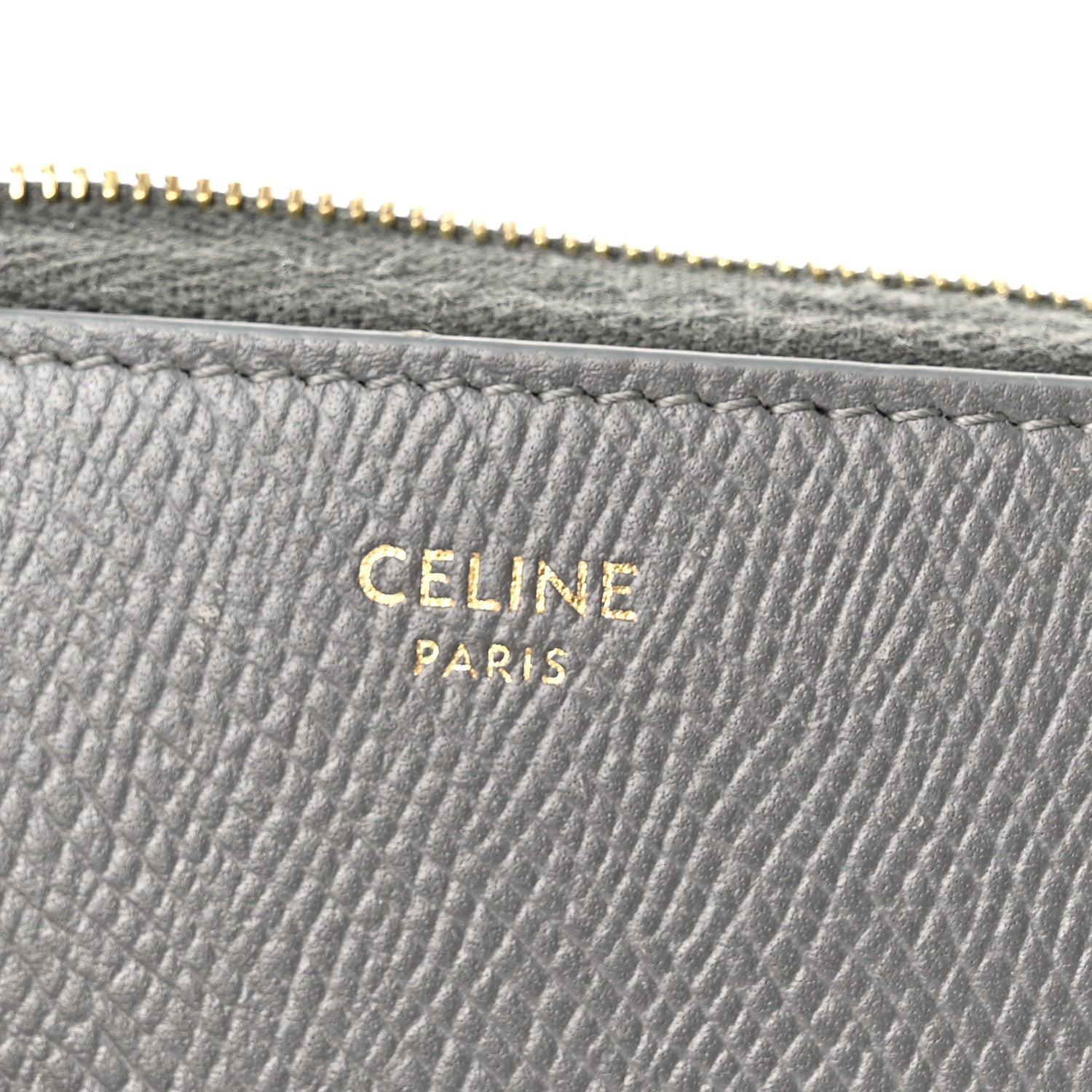 Celine Grained Calfskin Compact Zipped Wallet Grey 6 of 10