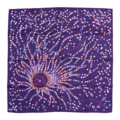 Hermes Silk Dancing Pearls Scarf 90  Aubergine Violet Rose Vif 1 of 5