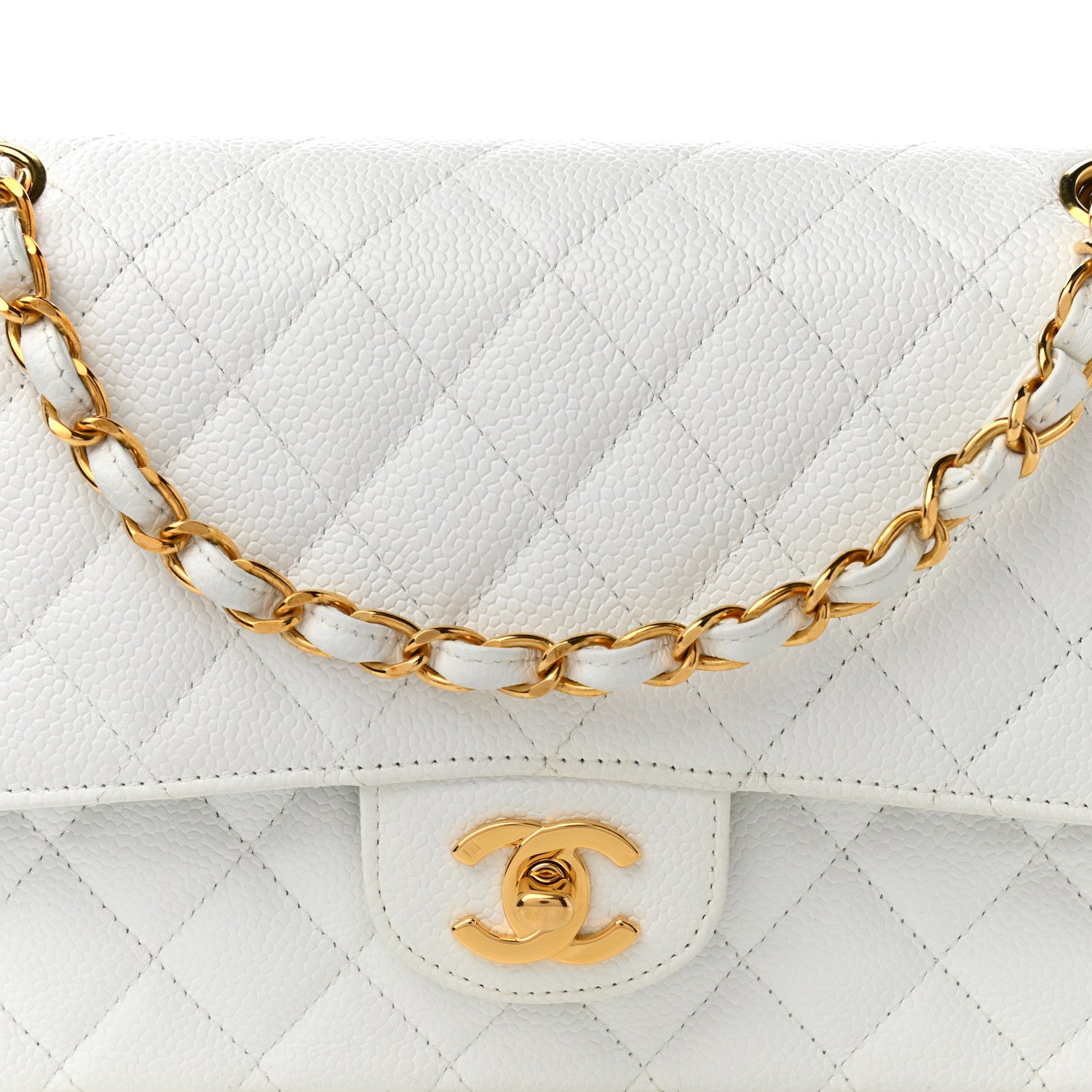 Chanel Caviar Quilted Medium Double Flap White 9 of 11