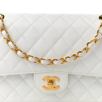 Chanel Caviar Quilted Medium Double Flap White 9 of 11