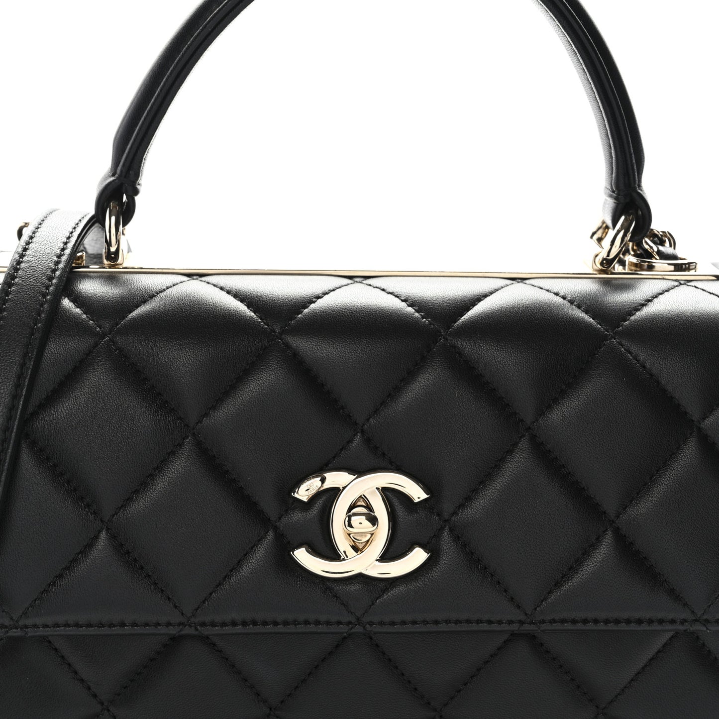 Lambskin Quilted Small Trendy CC Dual Handle Flap Bag Black