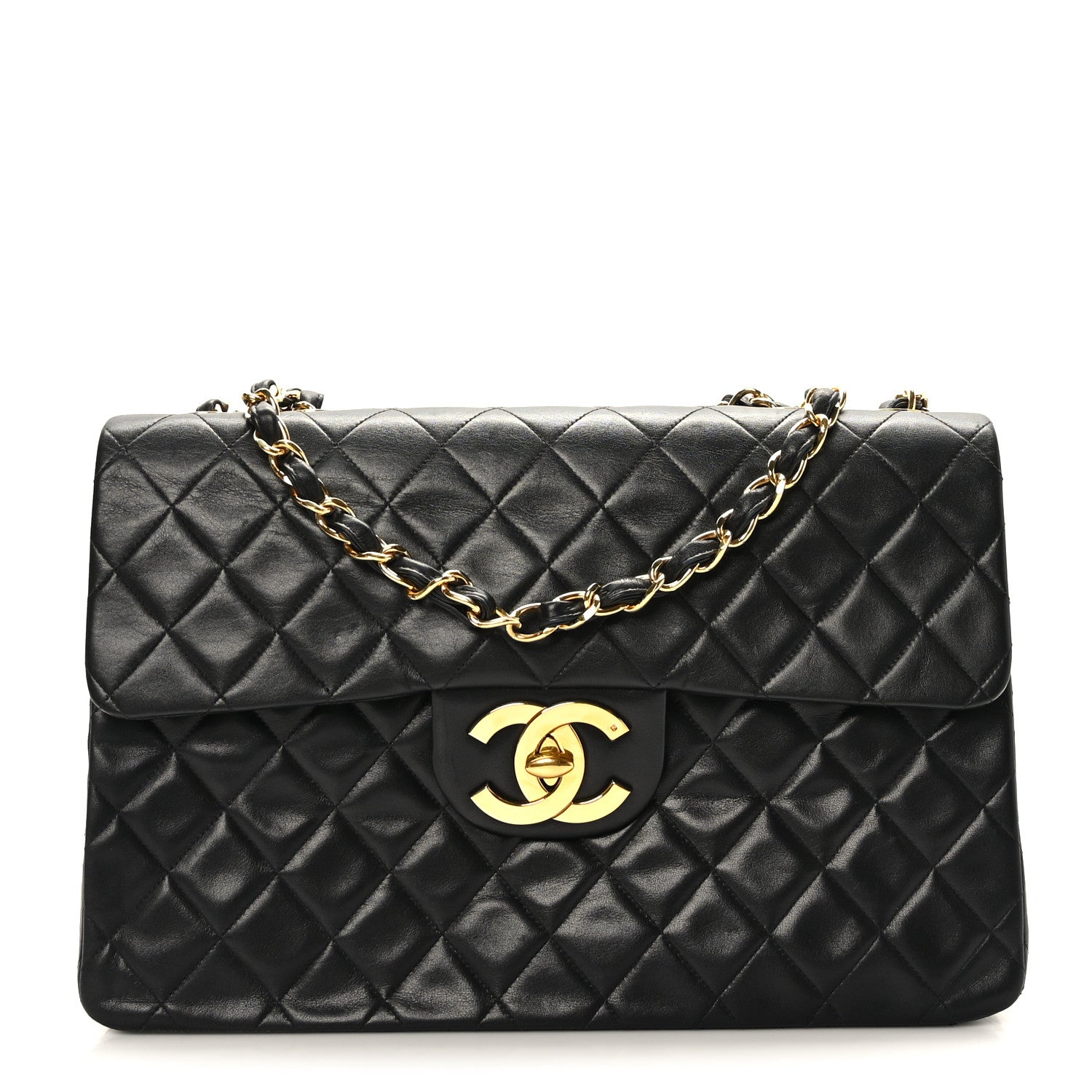 Chanel Lambskin Quilted XL Jumbo Single Flap Black 1 of 9