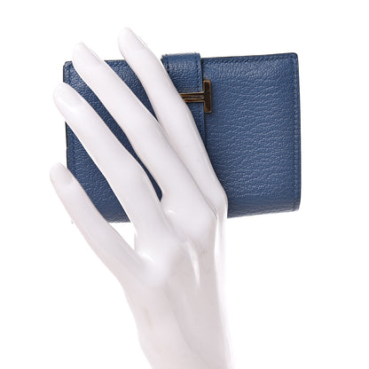 Hermes Chevre Mysore Mini Bearn Wallet Bleu Agate 2 of 8