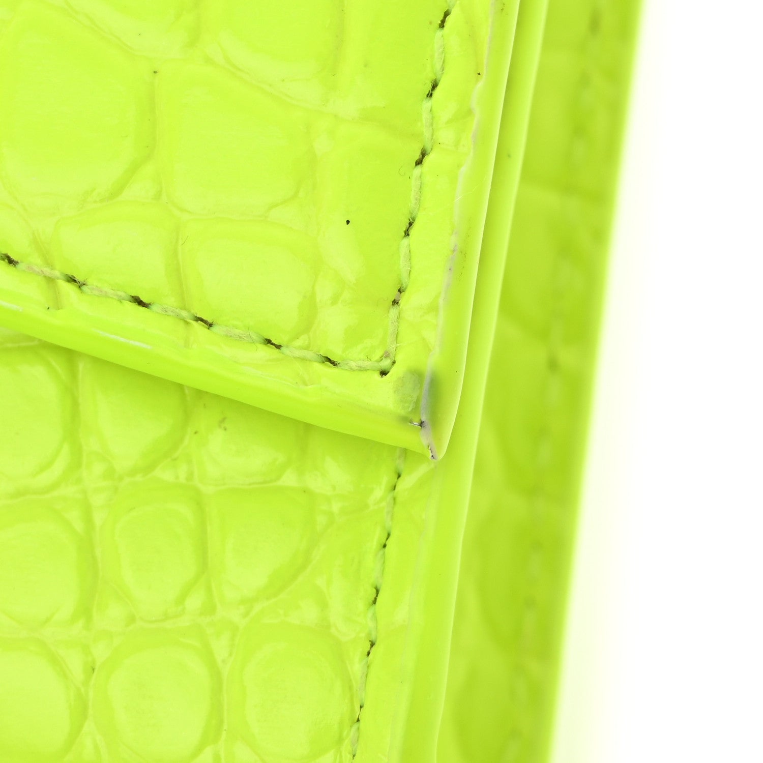 Balenciaga Shiny Calfskin Crocodile Embossed Hourglass Chain Bag Fluo Yellow 10 of 10