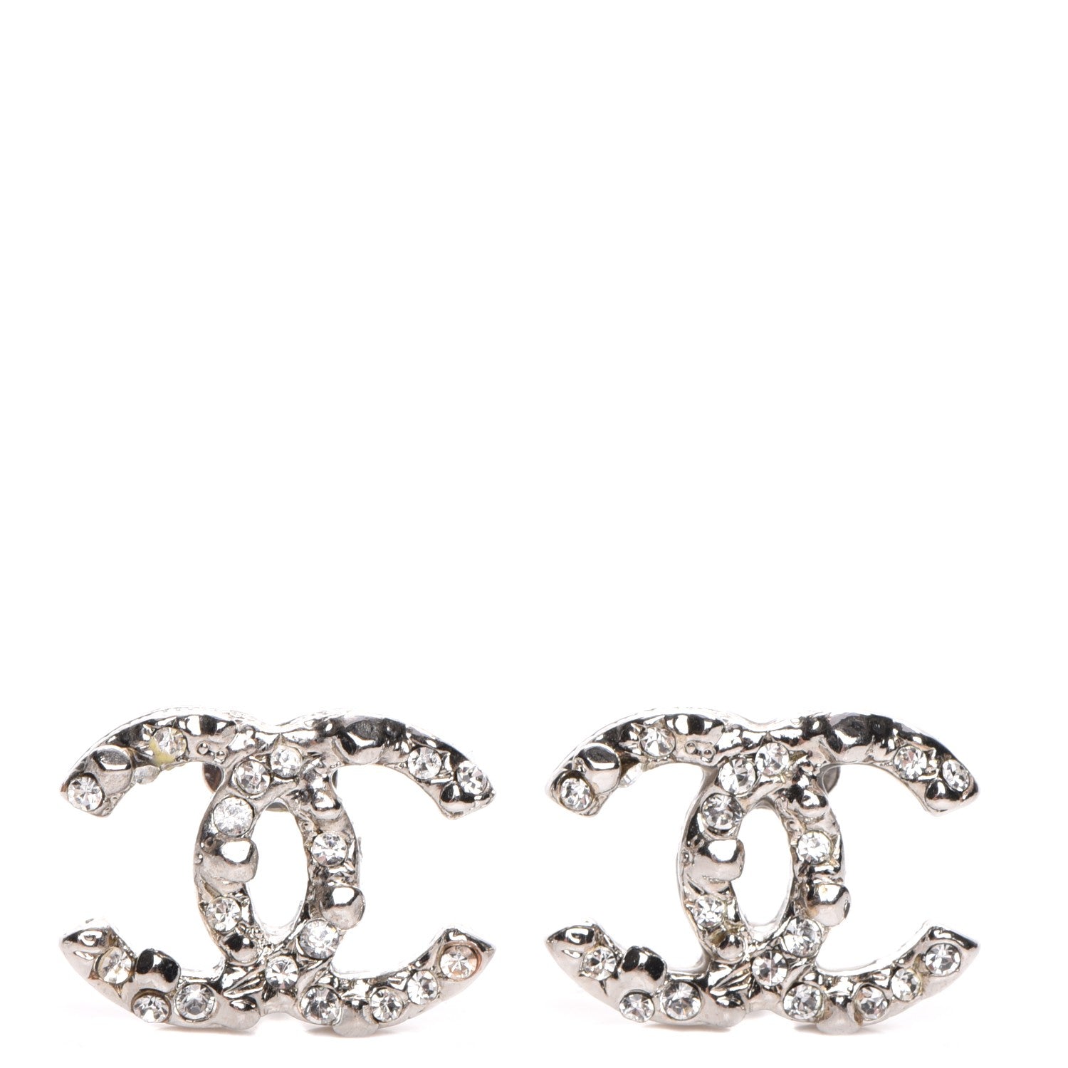 Chanel Crystal CC Earrings Silver 1 of 5