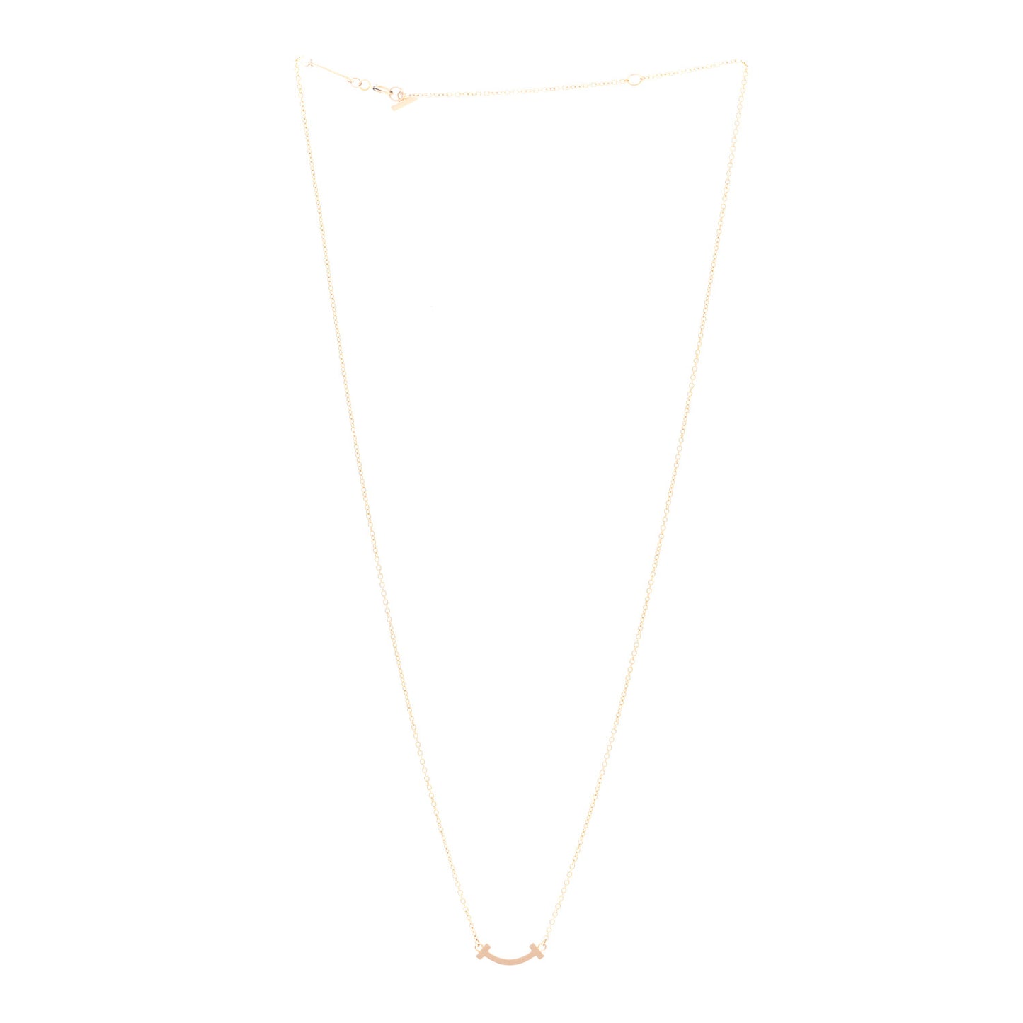 18K Rose Gold Mini T Smile Pendant Necklace