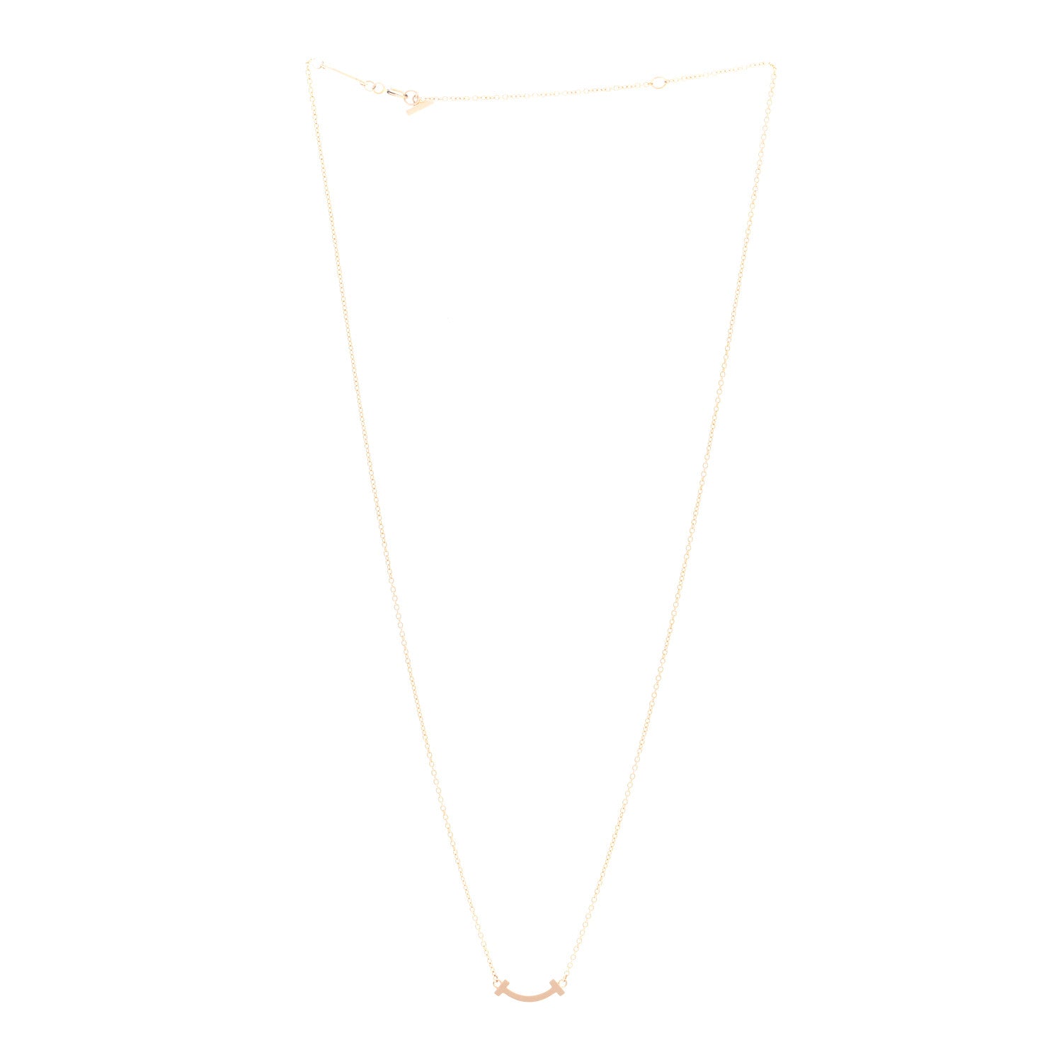 Tiffany 18K Rose Gold Mini T Smile Pendant Necklace 4 of 4