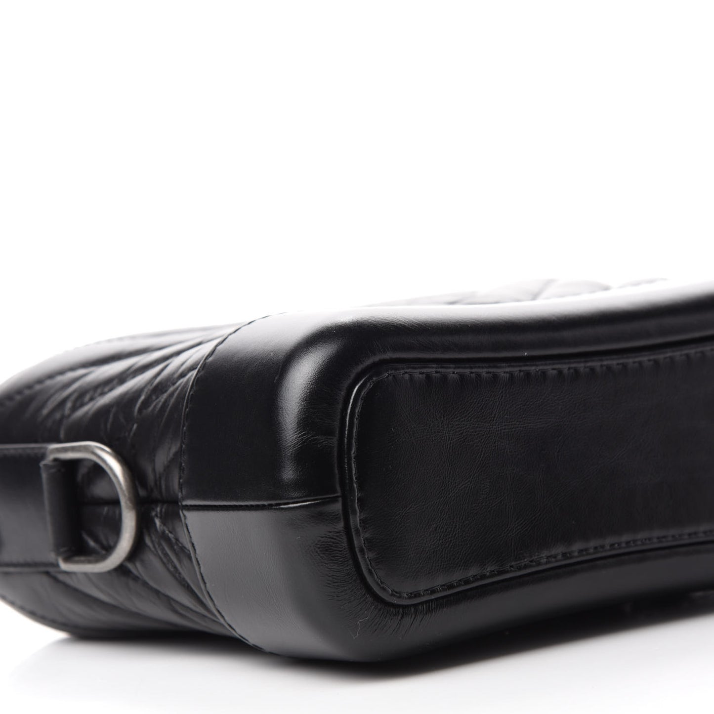 Aged Calfskin Chevron Quilted Small Gabrielle Hobo Black