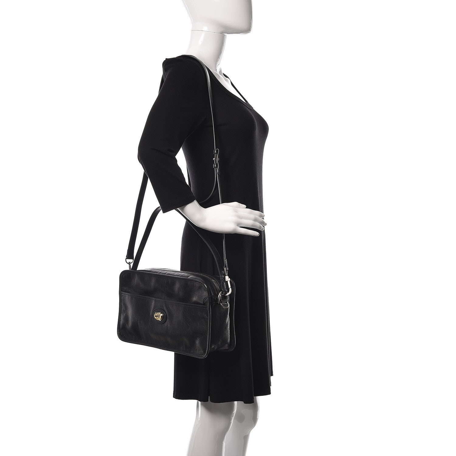 Gucci Fluffy Calfskin Morpheus Shoulder Bag Black 2 of 10