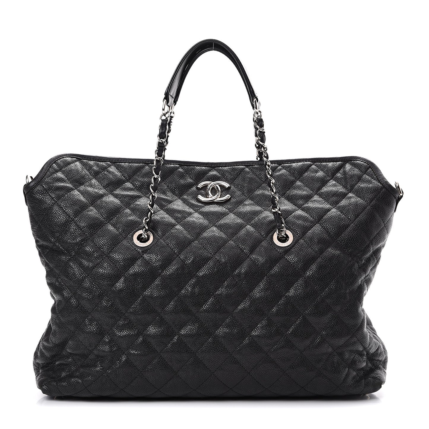 Caviar Quilted French Riviera Shouler Bag Black
