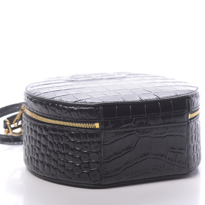 Balenciaga Calfskin Crocodile Embossed Vanity Round Bag XS Black 7 of 9