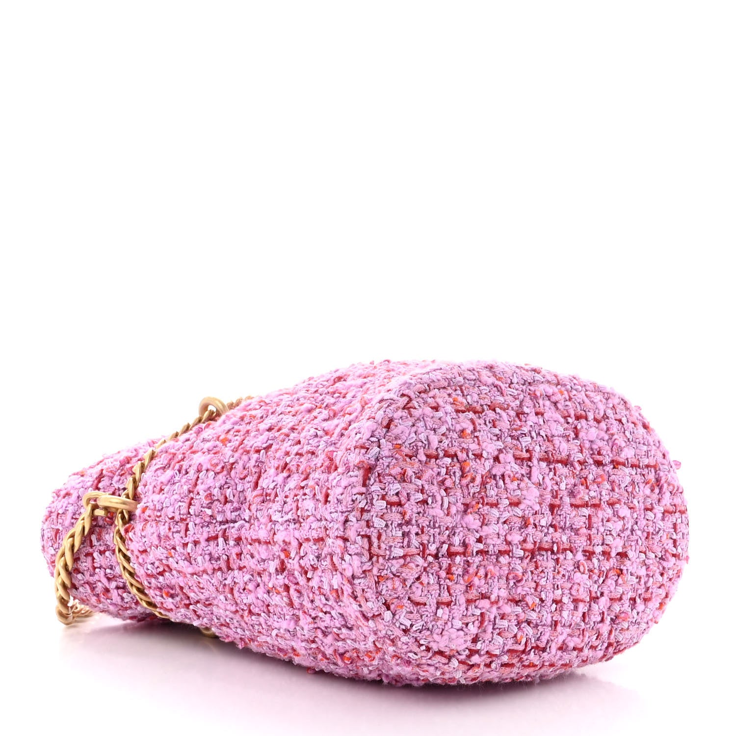 Chanel Tweed Enamel Quilted Pending CC Bucket Drawstring Bag Light Purple Pink Red 4 of 10