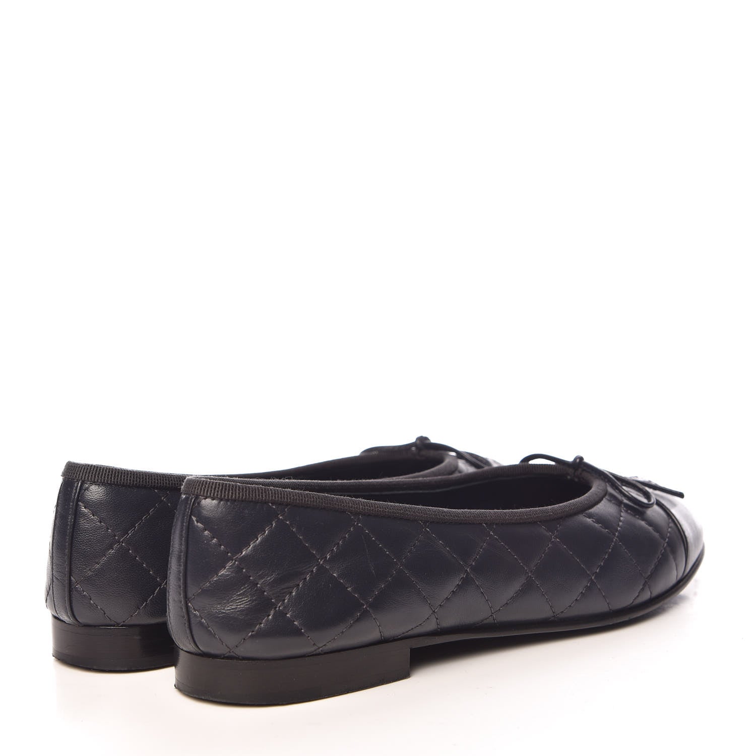 Chanel Lambskin Quilted CC Cap Toe Ballerina Flats 37.5 Navy 4 of 16