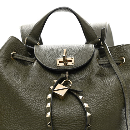 Valentino Garavani Pebbled Calfskin Rockstud Backpack Army Green 10 of 15