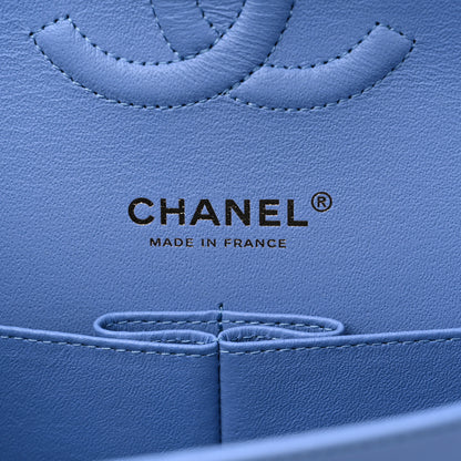Chanel Lambskin Quilted Medium Double Flap Light Blue 6 of 10