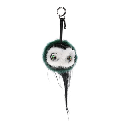 Fendi Mink Goat Fur QuTweet Cucaoo Bag Bug Charm Green White 1 of 5