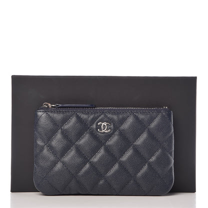 Chanel Metallic Caviar Quilted Small Cosmetic Case Dark Blue 8 of 8