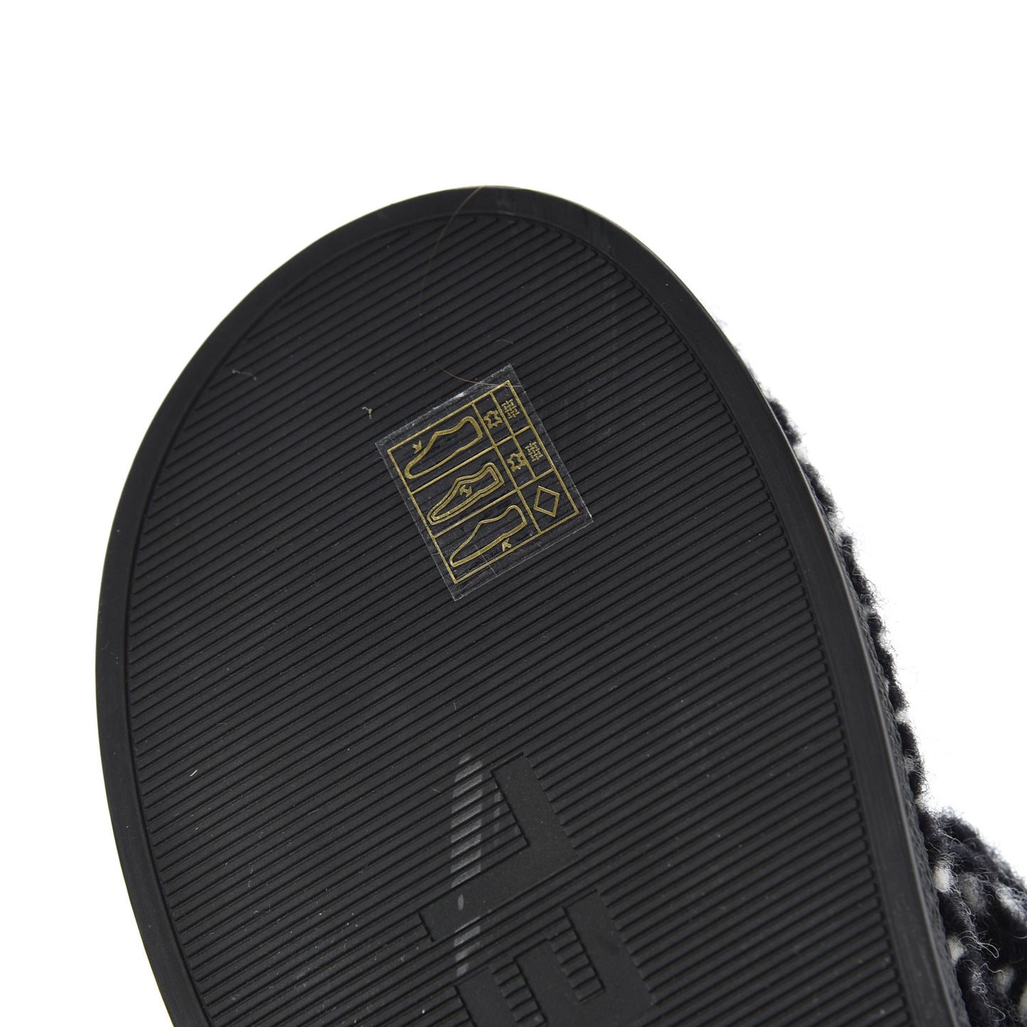 Cord Lambskin Quilted Logo Sandals 39 Black White