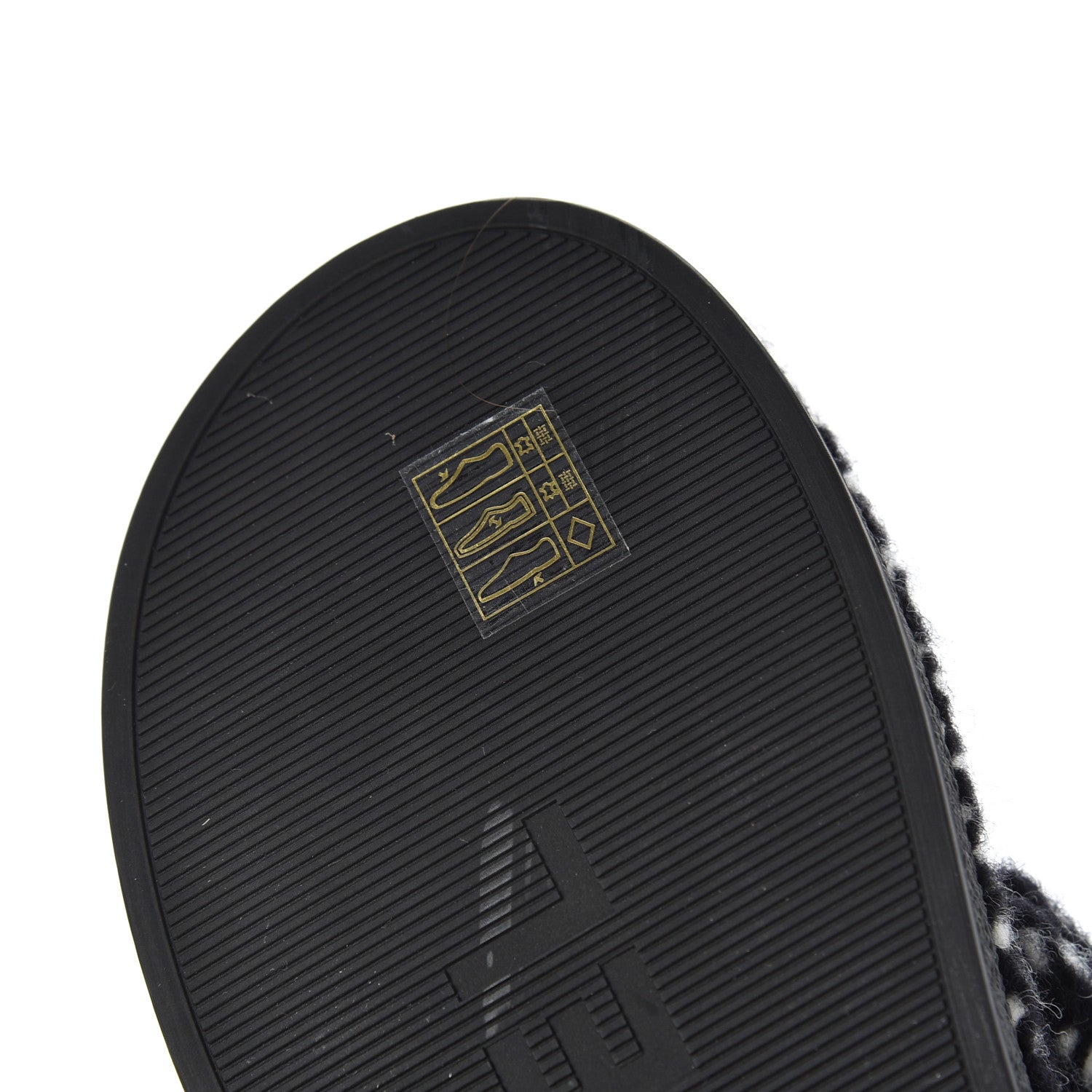 Chanel Cord Lambskin Quilted Logo Sandals 39 Black White 9 of 10