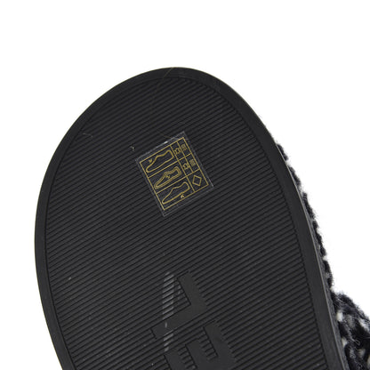 Chanel Cord Lambskin Quilted Logo Sandals 39 Black White 9 of 10